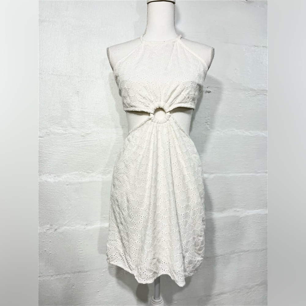 SIM & SAM HALTER CUT OUT EYELET DRESS NEW
